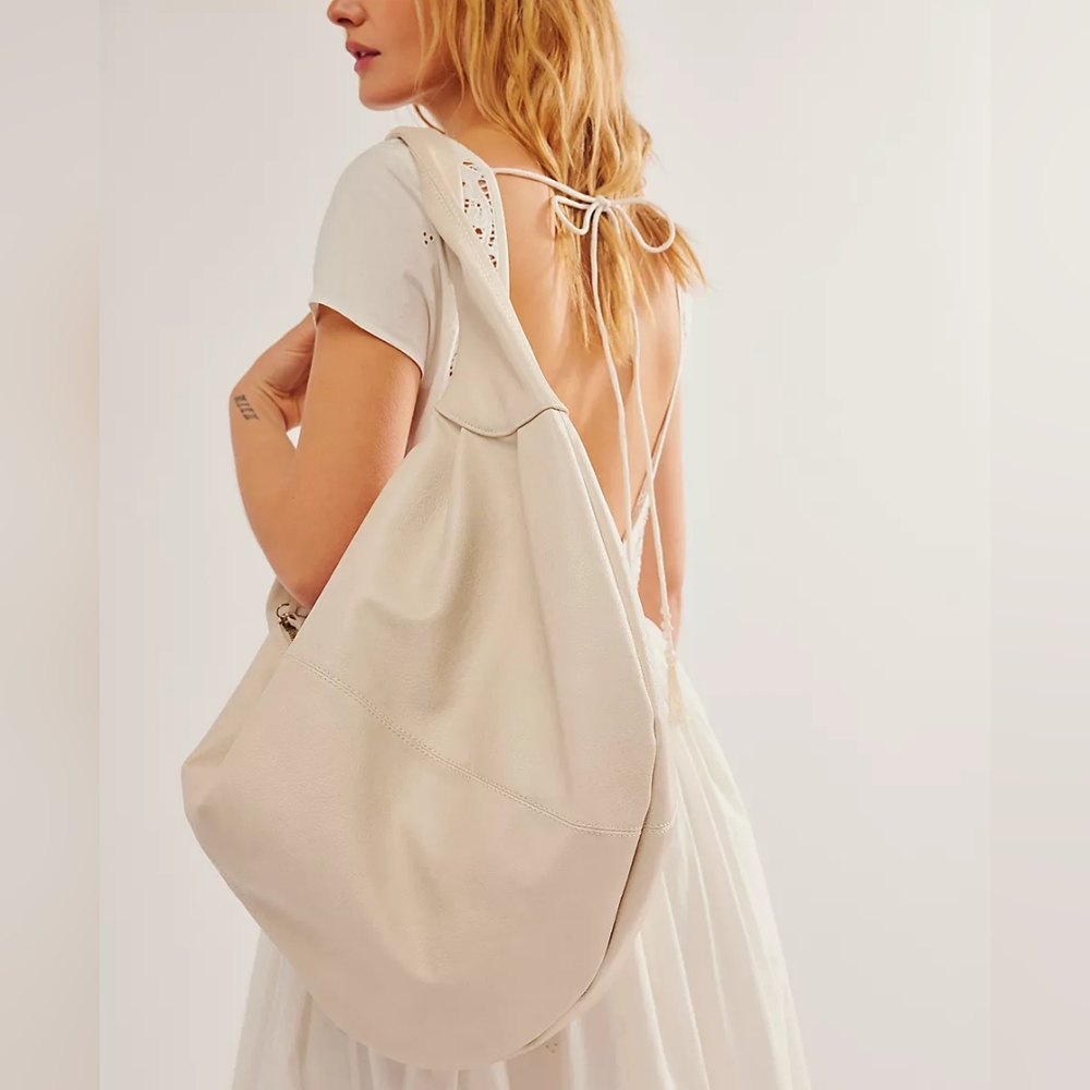 Free People Slouchy Carryall Tote Bag Purse Ivory Cream Brand New In Plastic NWT - Picture 2 of 16